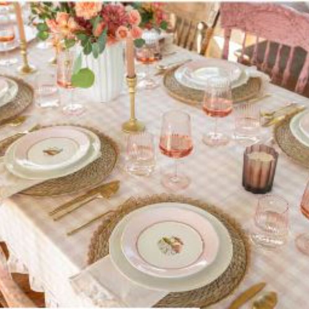 JF X Jillian Harris X Life at Home Rosewood Ruffled Tablecloth BNWT PINK